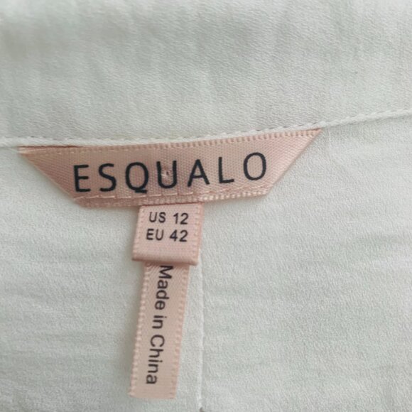 Esqualo White Blouse 3/4 sleeves with pearl details Size US 12 - Picture 3 of 8